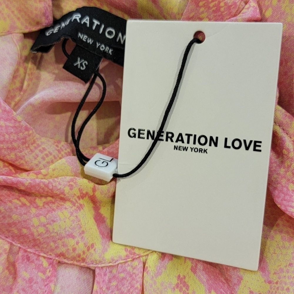 NWT $215 GENERATION LOVE Silk Jordyn Choker Top In Neon Snake Oversized XS - Picture 2 of 2
